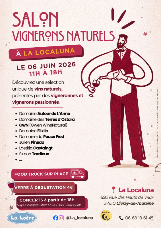 Salon Vignerons naturels 892 Rue des Hauts de Vaux Civray-de-Touraine 2026-06-06