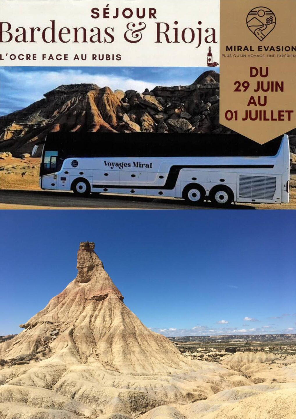 Séjour Bardenas & Rioja L&rsquo;ocre face au rubis Autocar Miral Cambo-les-Bains