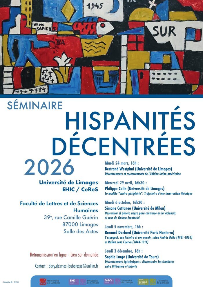 Séminaire Hispanités décentrées, Faculté des Lettres et des Sciences Humaines, Limoges