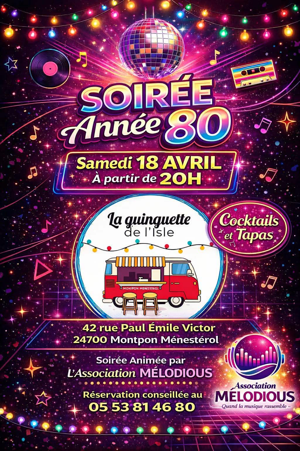 Soirée années 80 La Guinguette de l&rsquo;Isle Montpon-Ménestérol