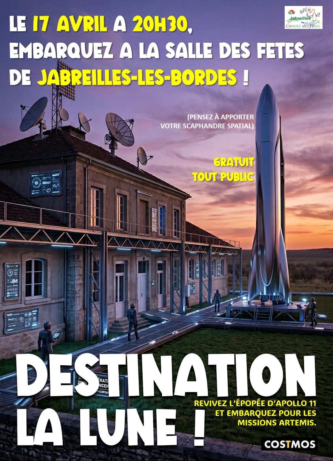 Soirée Astronomie Destination Lune Salle des fêtes Mairie Jabreilles-les-Bordes