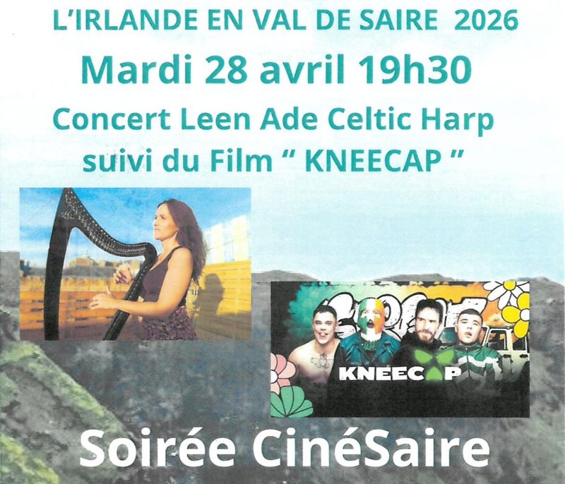 Soirée CinéSaire Concert Leen Ade Celtic Harp suivi du film KNEECAP Cinéma le Richelieu Réville