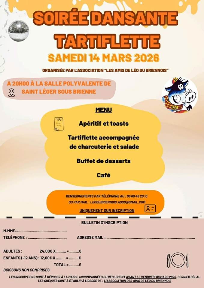 Soirée dansante tartiflette  Saint-Léger-sous-Brienne
