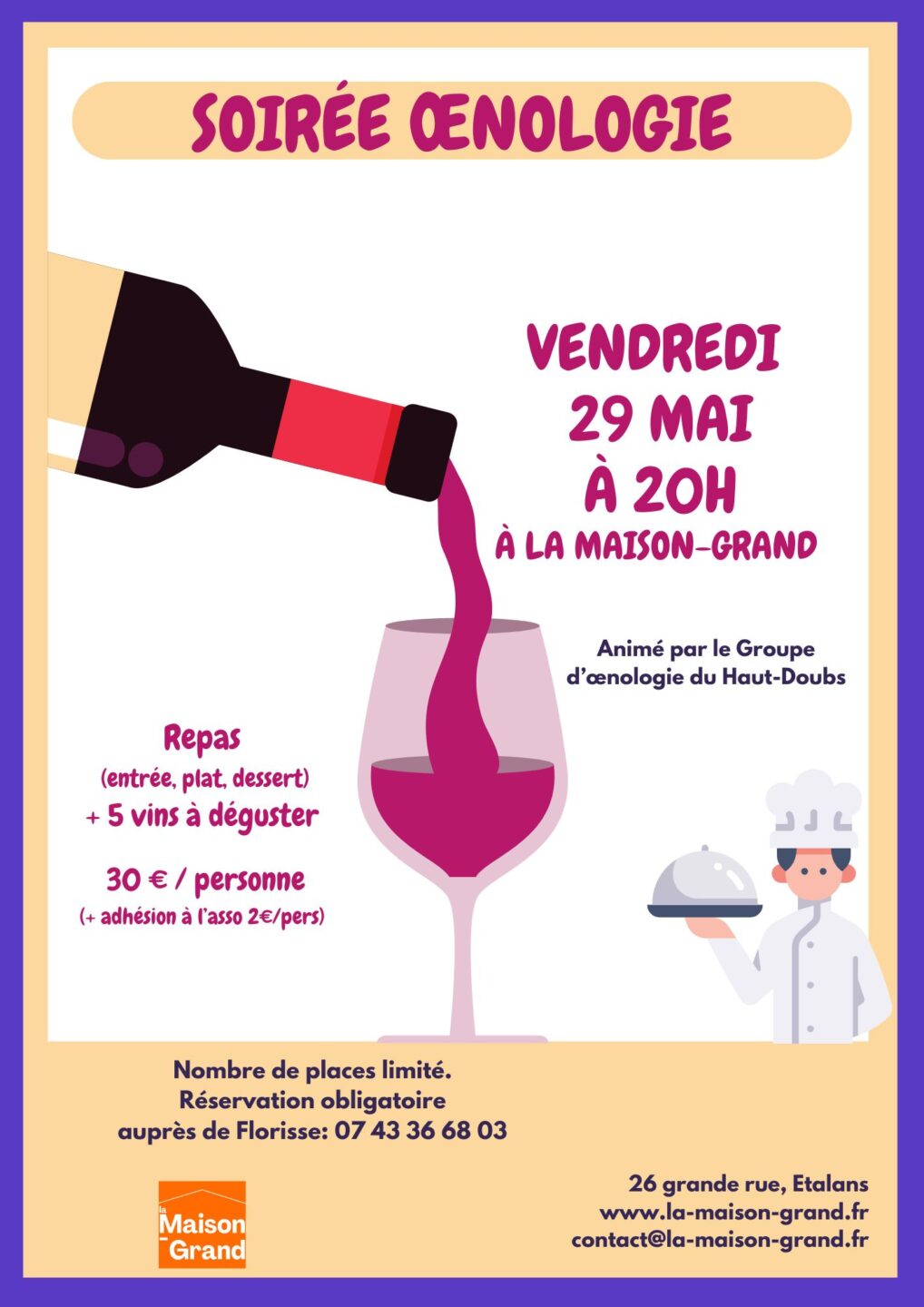 Soirée oenologie La Maison-Grand Étalans