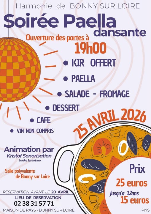 Soirée Paëlla dansante Grande Rue Bonny-sur-Loire 2026-04-25