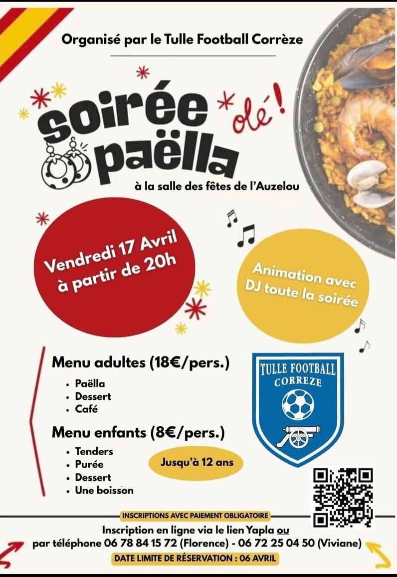 Soirée paêlla Salle de L&rsquo;auzelou Tulle