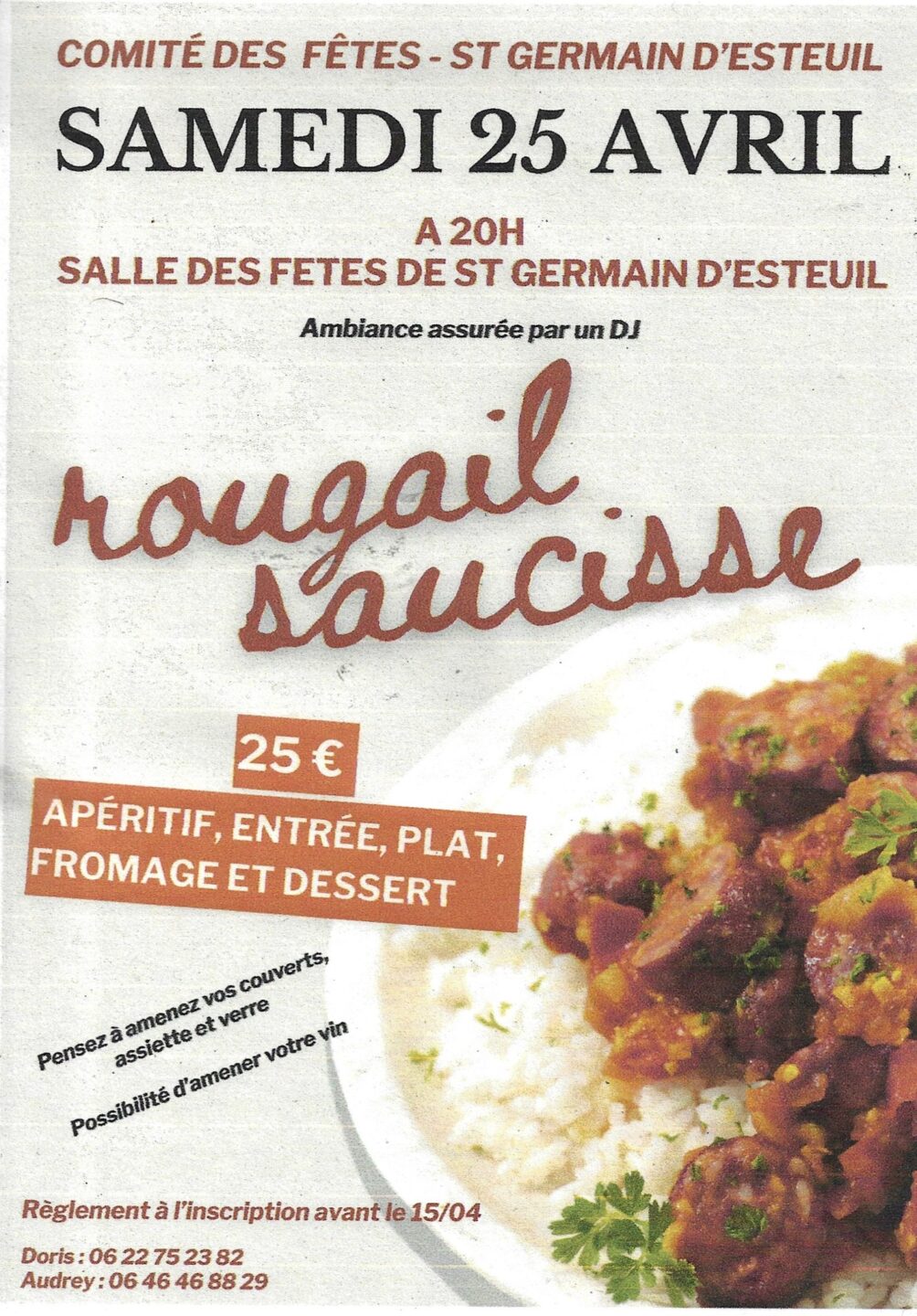Soirée rougail saucisse  Saint-Germain-d&rsquo;Esteuil