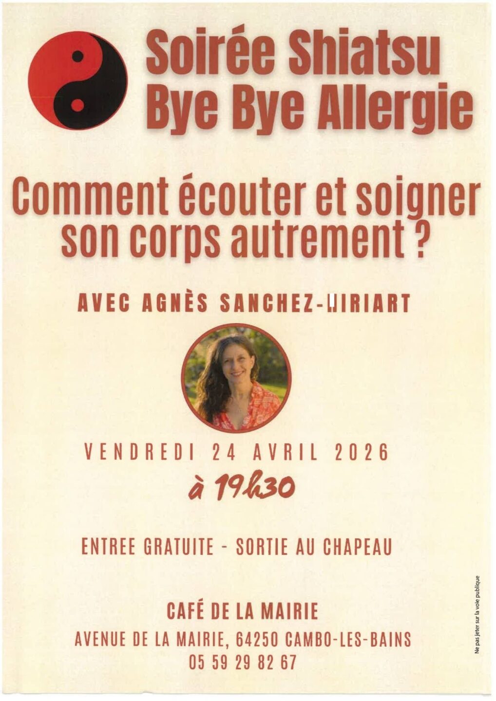 Soirée Shiatsu bye bye allergie Café de la mairie Cambo-les-Bains