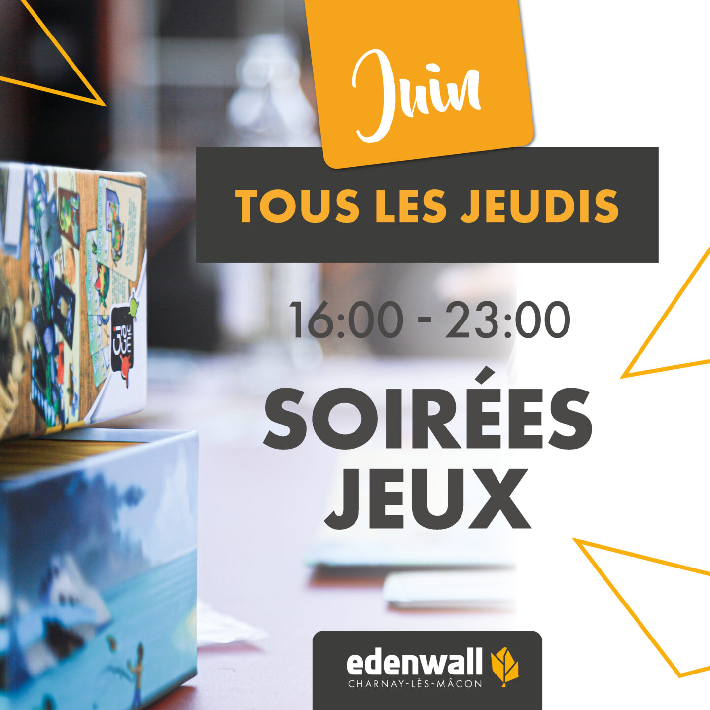 Soirées jeux tous les jeudis de juin Edenwall Charnay-lès-Mâcon