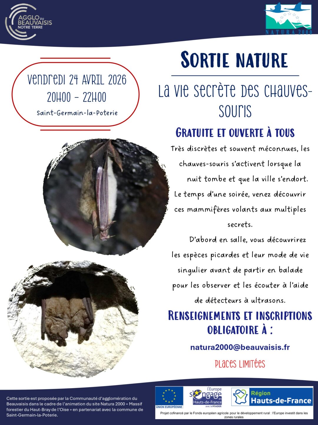Sortie nature La vie secrète des chauves-souris  Saint-Germain-la-Poterie 2026-04-24