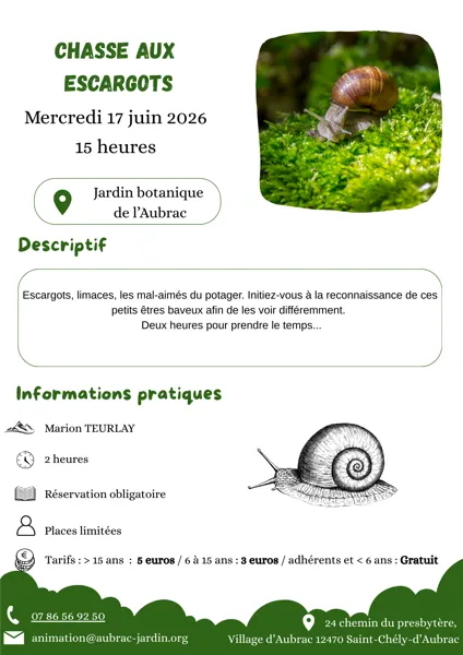 Spécial enfant chasse aux escargots  Saint-Chély-d&rsquo;Aubrac