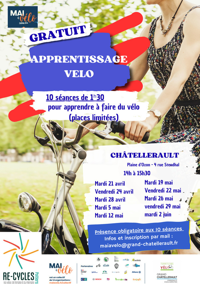 Stage adultes apprentissage du vélo de l’initiation à la balade sur le chemin Action Ozon Châtellerault