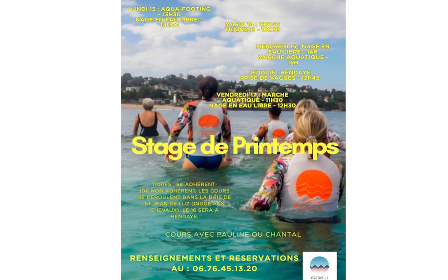 Stage d’avril: Nage en eau libre La Grande Plage Saint-Jean-de-Luz