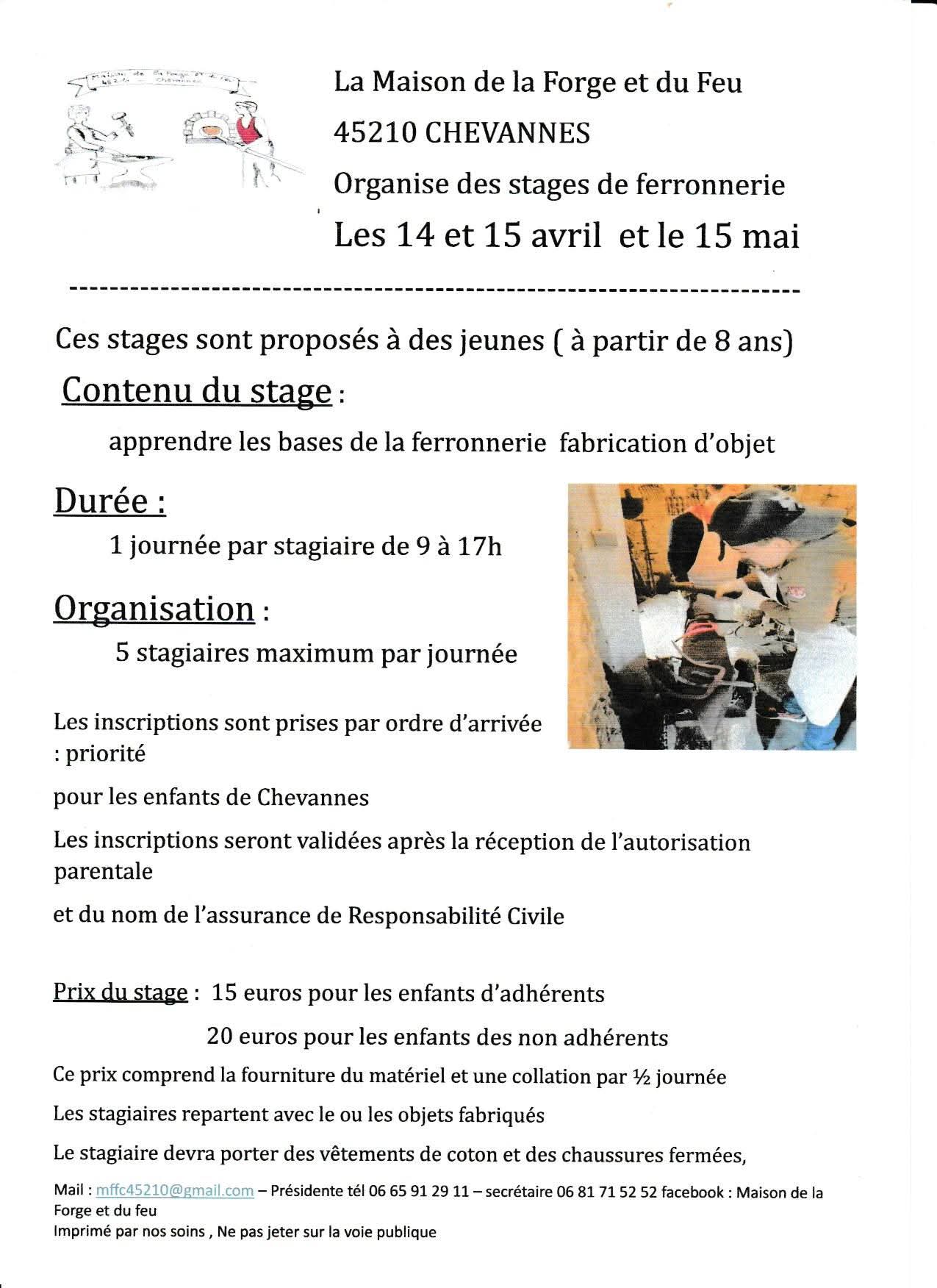 Stage de ferronnerie  Chevannes