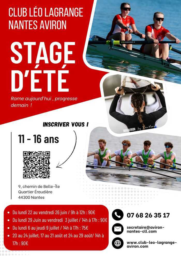 Stage d&rsquo;été Aviron 2026 11-16 ans, Club Léo Lagrange Nantes Aviron, Nantes