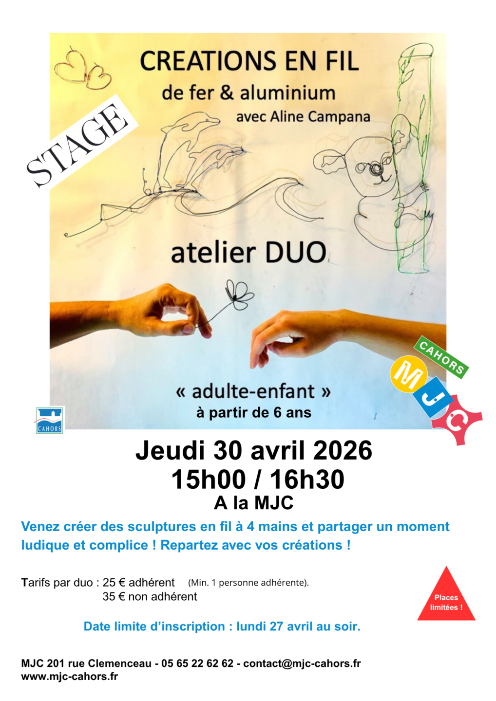 Stage en duo créations en fil de fer et aluminium  Cahors