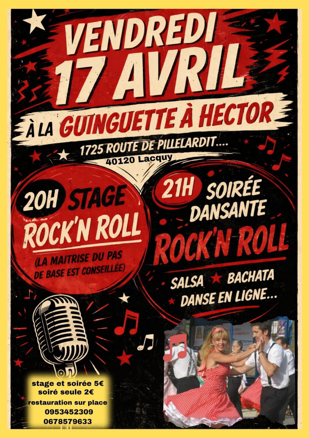 Stage et soirée dansante Rock&rsquo;n roll La Guinguette à Hector Lacquy