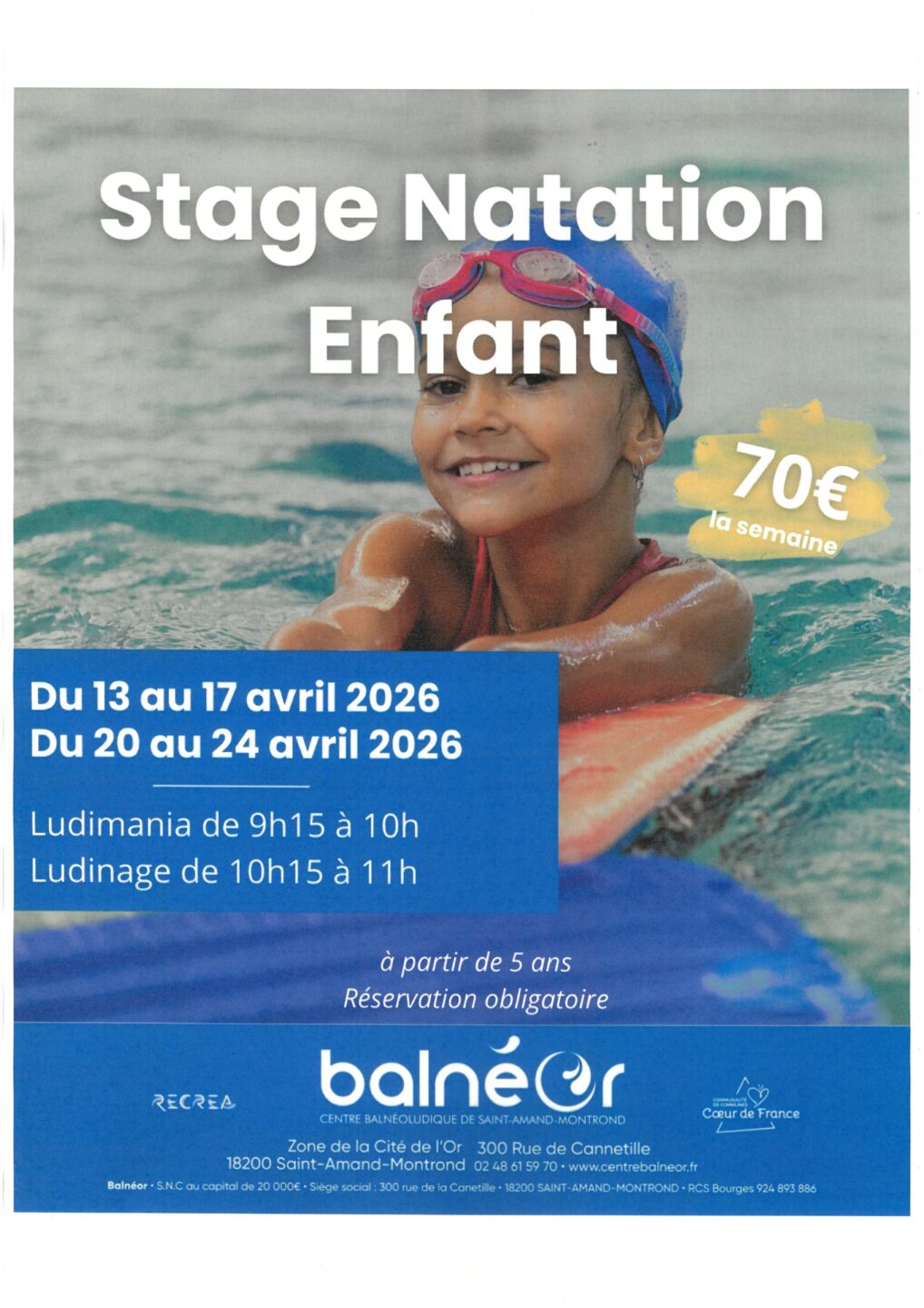 Stage Natation enfant  Saint-Amand-Montrond