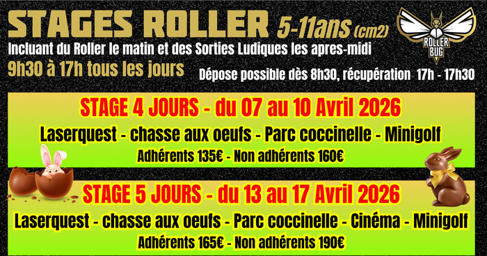 Stage roller et sorties ludiques – vacances Pâques 2026, Cosec – Espace roller, Saint-Médard-en-Jalles