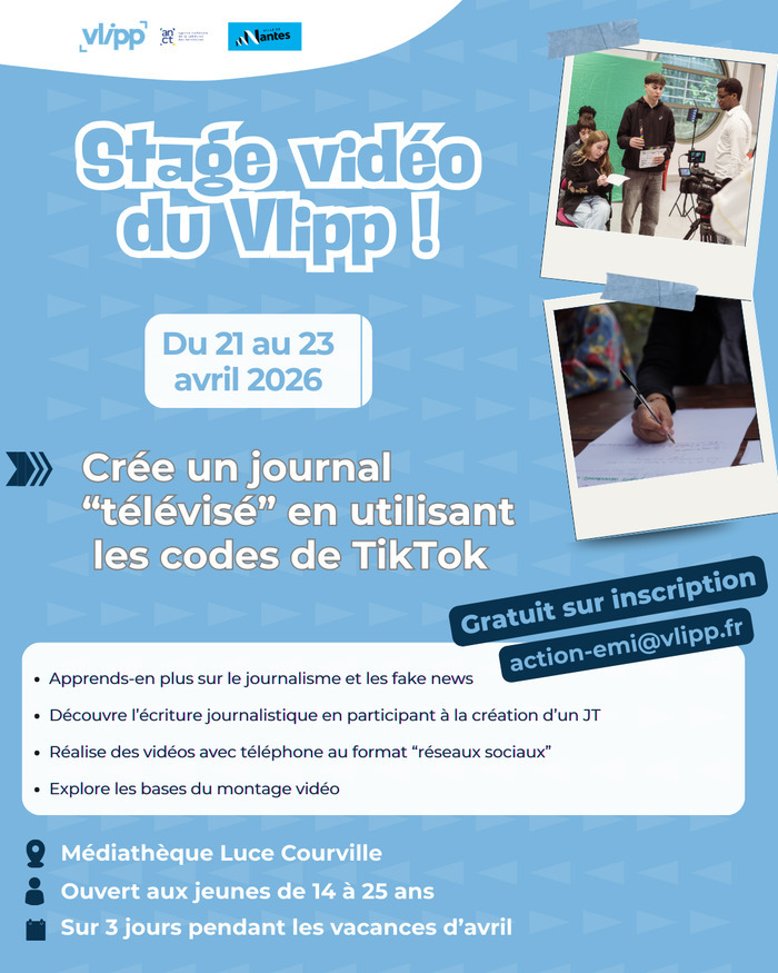 Stage Vidéo – JT au format TikTok, Médiathèque Luce Courville, Nantes