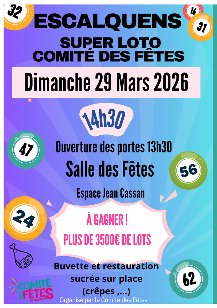 SUPER LOTO, Espace Jean Cassan (salle des fêtes et gymnase), Escalquens