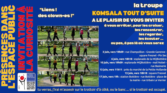 Tiens ! des clowns ! – La troupe Komsala Tout d&rsquo;suite en balade Maison de quartier de la Bottière Nantes