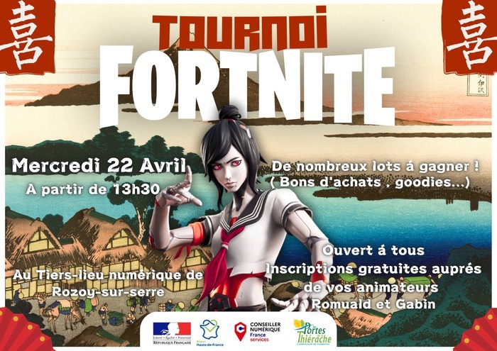 Tournoi Fortnite 22 avril 2026, Tiers-lieu numérique, Rozoy-sur-Serre