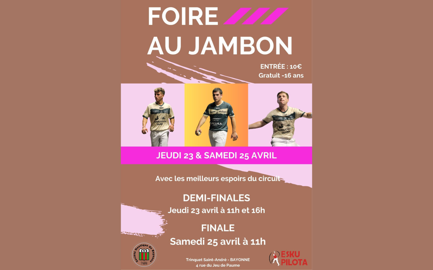 Tournoi main nue Foire au jambon Trinquet Saint-André Bayonne