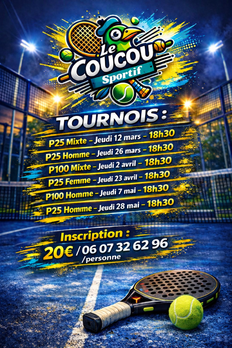 Tournoi PADEL P25 Hommes 2 Avenue de l'Abouriou Cocumont 2026-05-28