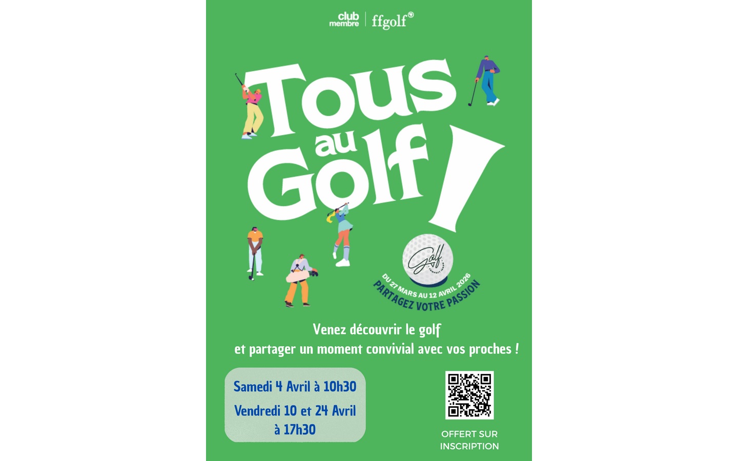 Tous au golf initiations au golf gratuites 1A rue du parc Idron 2026-04-24