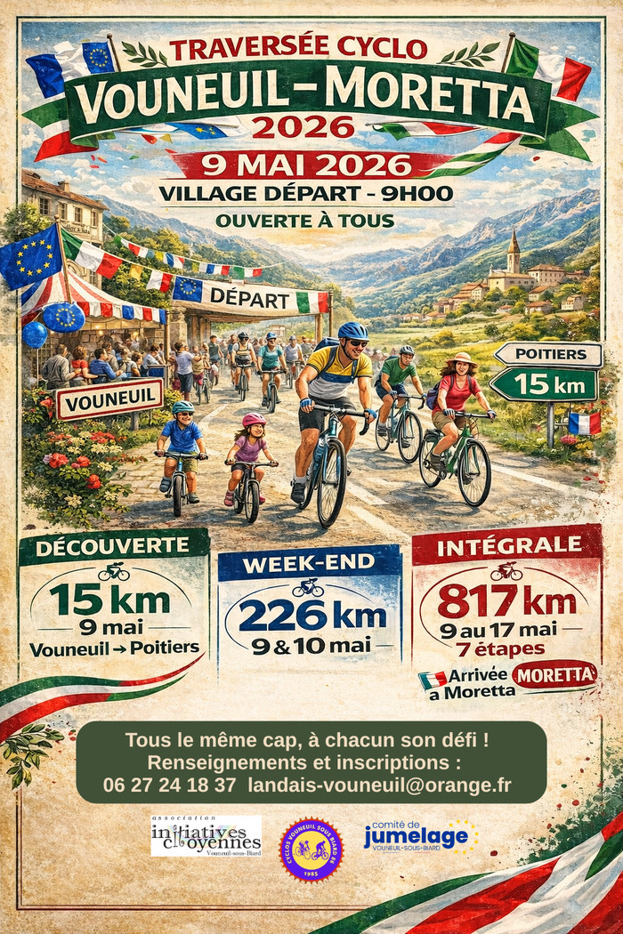 TRAVERSEE CYCLO VOUNEUIL-MORETTA, Place de la Mairie, Vouneuil-sous-Biard