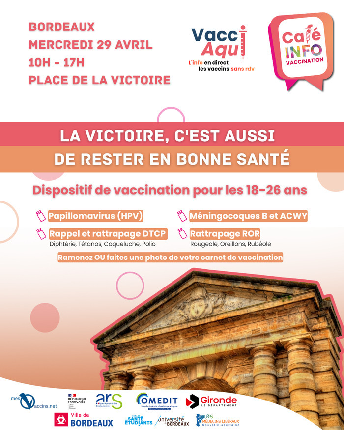 Vacci&rsquo;Aqui : vaccination sans RDV pour 18-26 ans !, Place de la Victoire, Bordeaux, Bordeaux