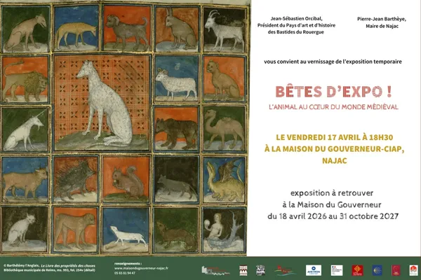 Vernissage d&rsquo;exposition Bêtes d&rsquo;expo !, l&rsquo;animal au cœur du monde médiéval  Najac