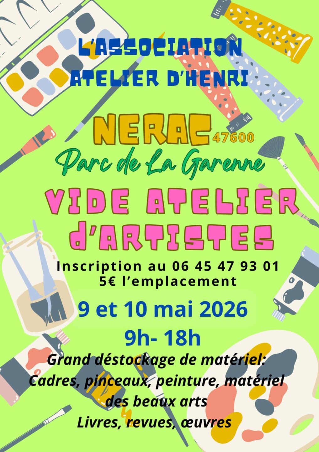 Vide atelier d&rsquo;artistes Parc de la Garenne Nérac