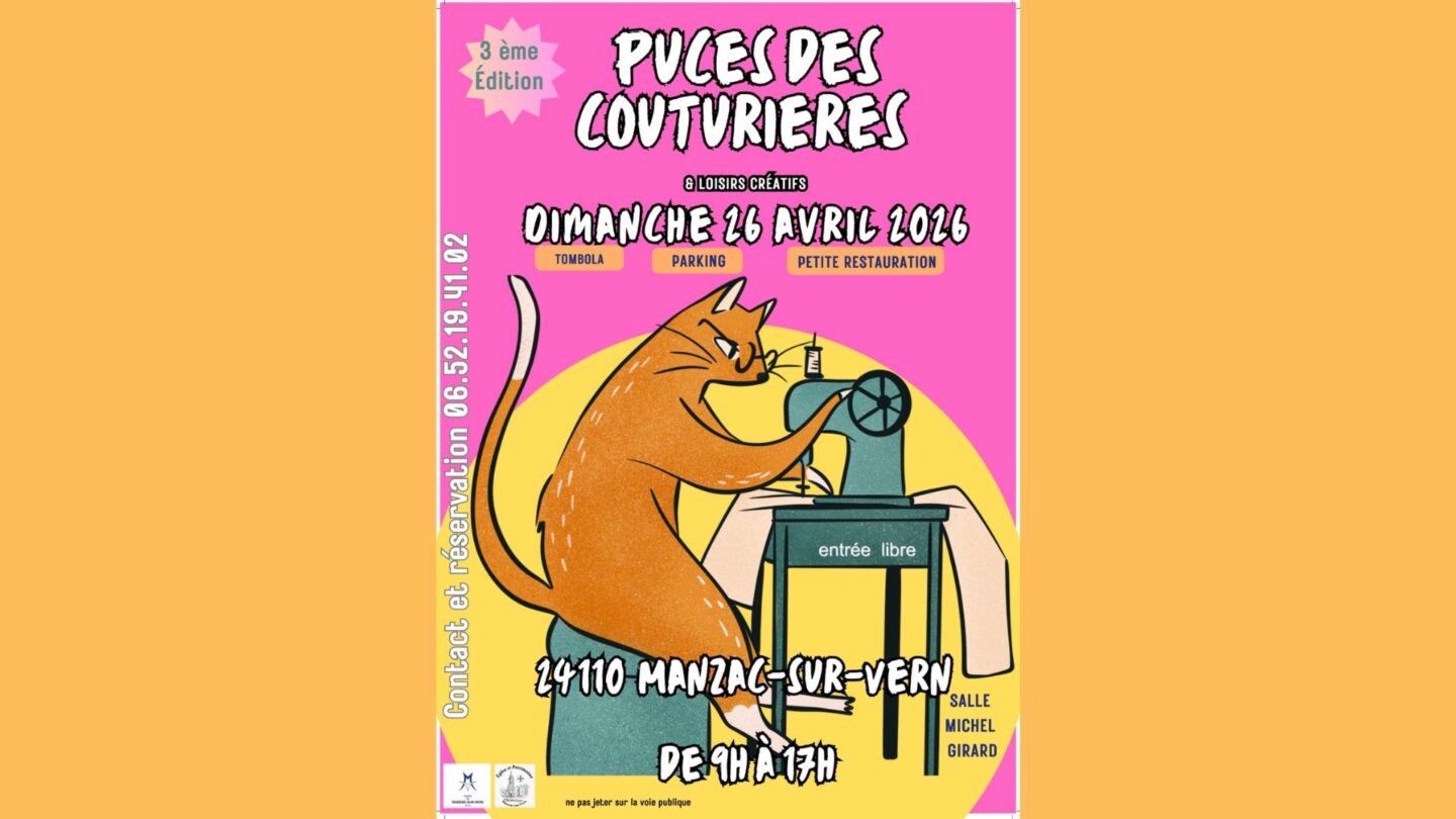 Vide-atelier Puces des couturières et Loisirs Créatifs (3e édition) Salle des Fêtes Manzac-sur-Vern