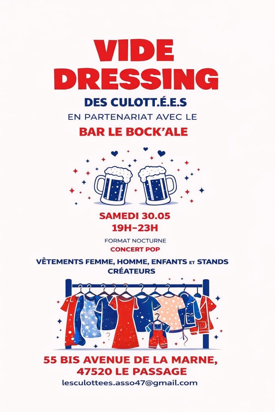 Vide dressing des Culott.é.e.s 55 bis Avenue de la Marne Le Passage 2026-05-30