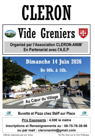 Vide grenier de Cléron Centre du village Cléron 2026-06-14