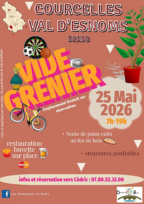 Vide-grenier de Courcelles Val d&rsquo;Esnoms  Le Val-d&rsquo;Esnoms