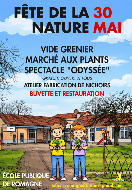 Vide grenier de la Fête de la Nature Cour de l'école publique Romagne 2026-05-30