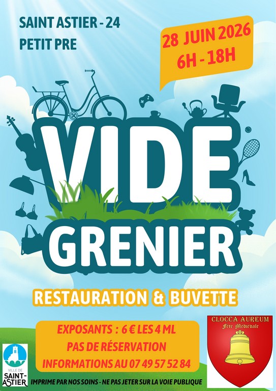 Vide-grenier Petit Pré Saint-Astier 2026-06-28