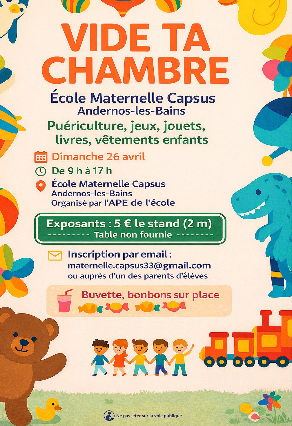 Vide-ta-chambre école maternelle Capsus 2 Avenue Jean Sacchetti Andernos-les-Bains 2026-04-26