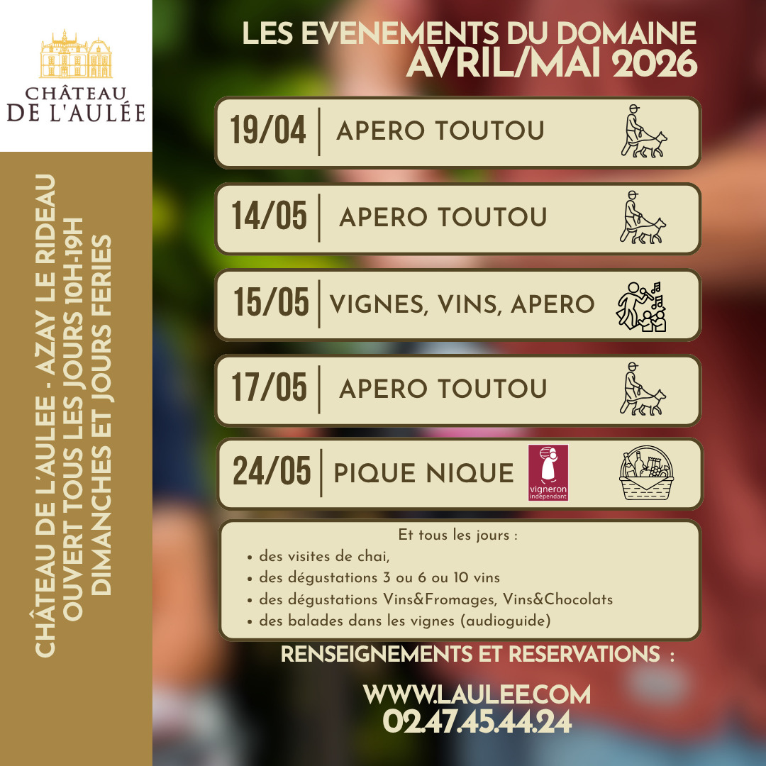 Vignes vins apéro au Château de l&rsquo;Aulée  Azay-le-Rideau