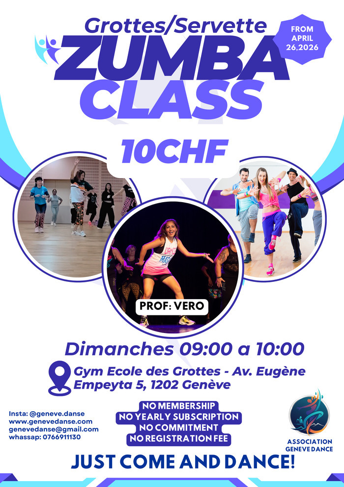 ZUMBA – 10CHF – Grottes, Autre lieu, Genève
