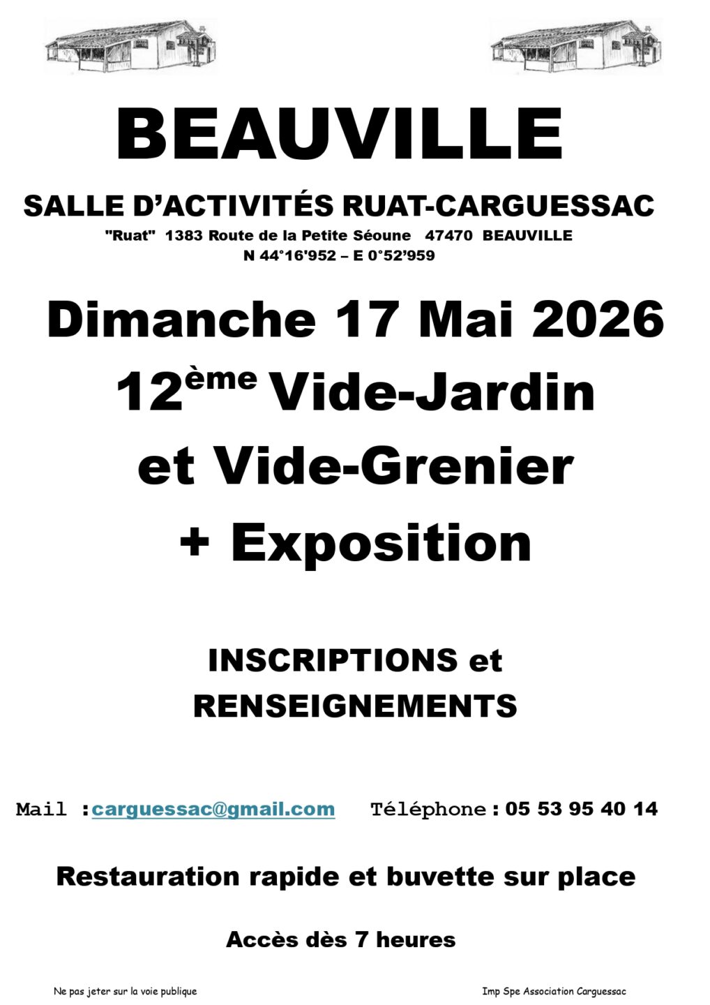 12ème vide jardins & vide greniers + Exposition Ruat 1383 Route de la Petite Séoune Beauville