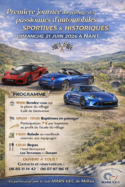 1ère journée du partage des passionnés d'automobiles sportives et historiques  Nant 2026-06-21
