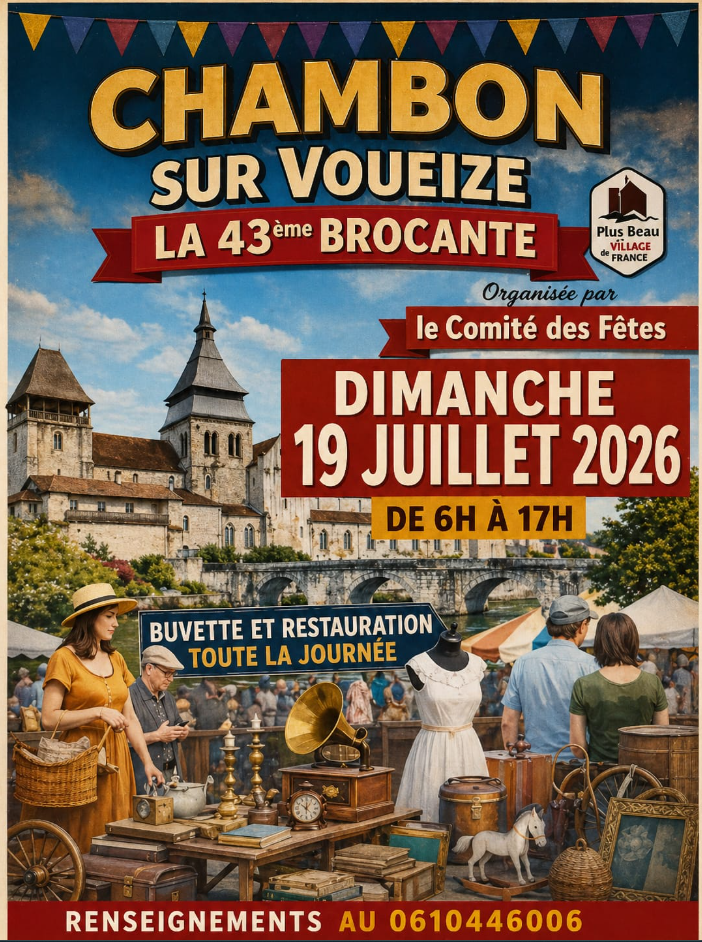 43ème BROCANTE 7 place Delamarre Chambon-sur-Voueize 2026-07-19