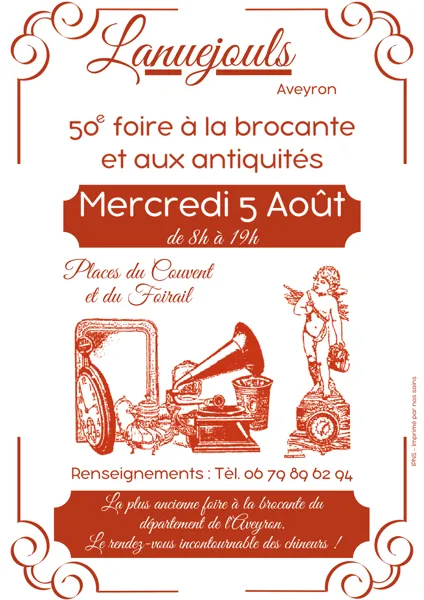50ème foire à la brocante et aux antiquités  Lanuéjouls 2026-08-05