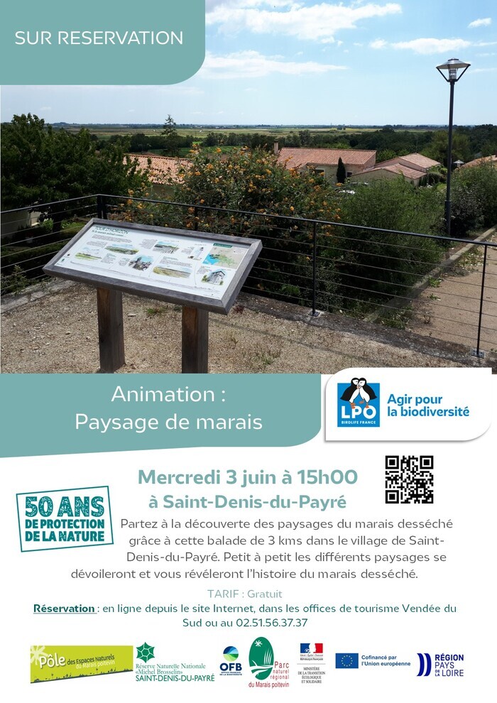 Animation : Paysage de marais, Pôle des espaces naturels du marais poitevin, Saint-Denis-du-Payré