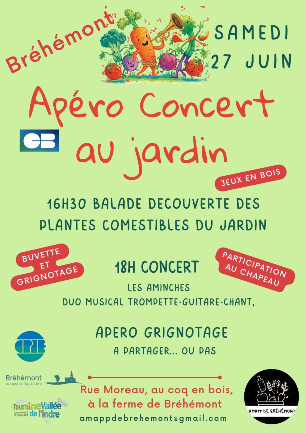 Apéro-concert au jardin Rue Moreau Bréhémont 2026-06-27
