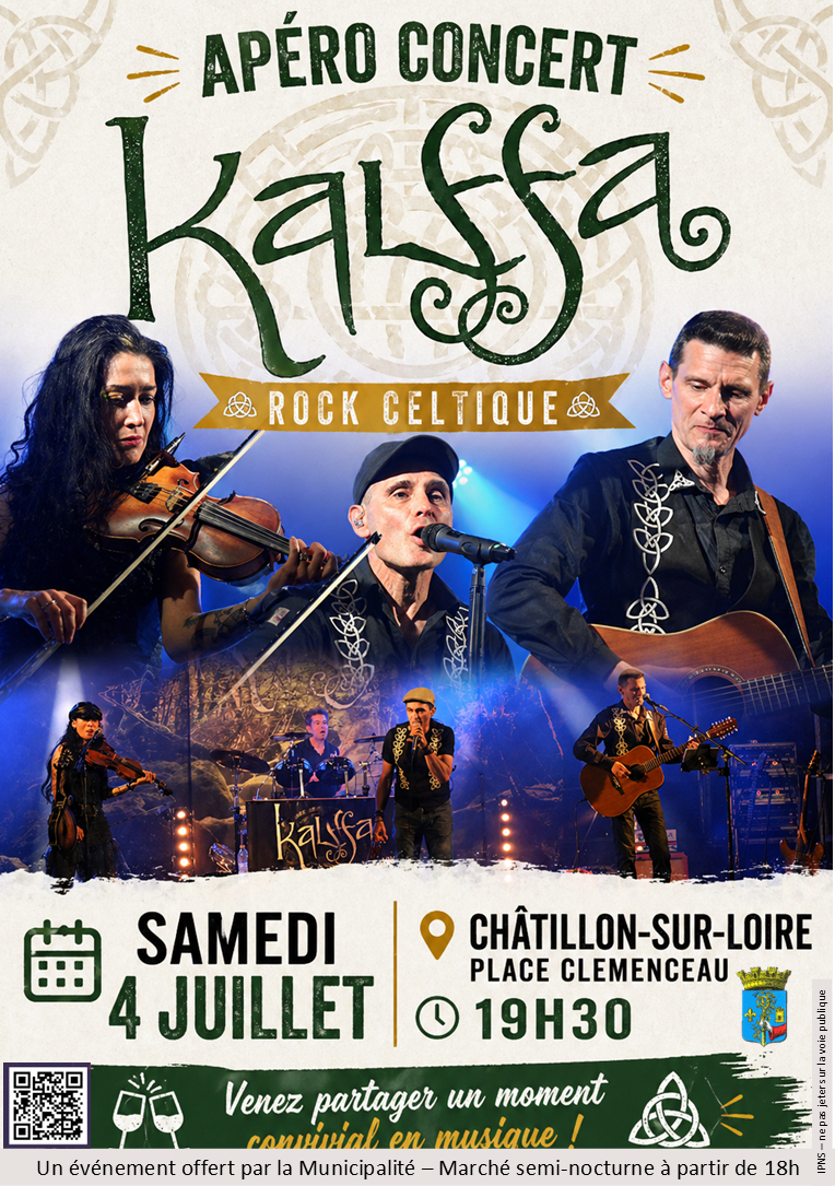 Apéro-concert avec le groupe Kalffa (rock celtique) Place Sainte-Anne Châtillon-sur-Loire 2026-07-04